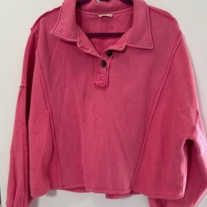 Kori Pink Button-Up Sweatshirt